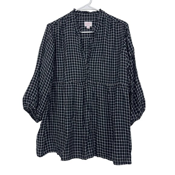 Isabel Maternity Ingrid & Isabel Black & White Checkered Top Blouse SZ XXL - Picture 2 of 13
